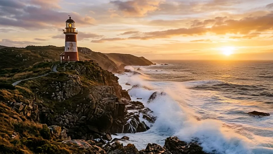 The Gemini lighthouse still brought to life: the waves roll in, nothing new appears